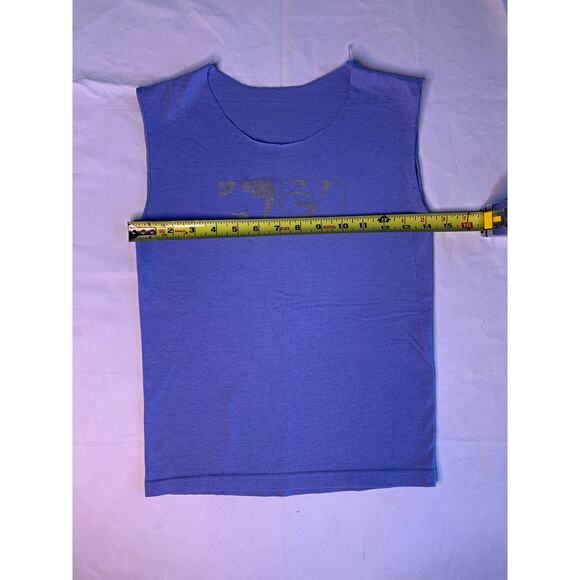 Unisex Periwinkle Blue Silver Graphic Band Tee Tshirt Fits like XS - Picture 5 of 5